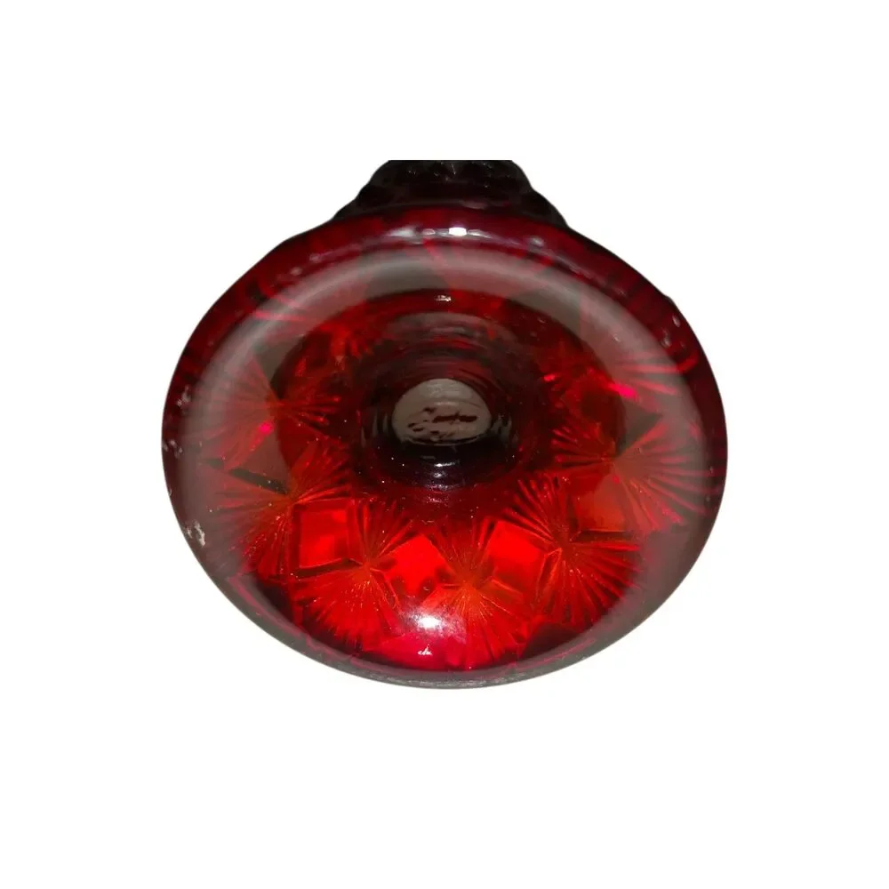 Fenton Ruby Red Bud Vase Swag MCM Diamond Star Pattern EUC